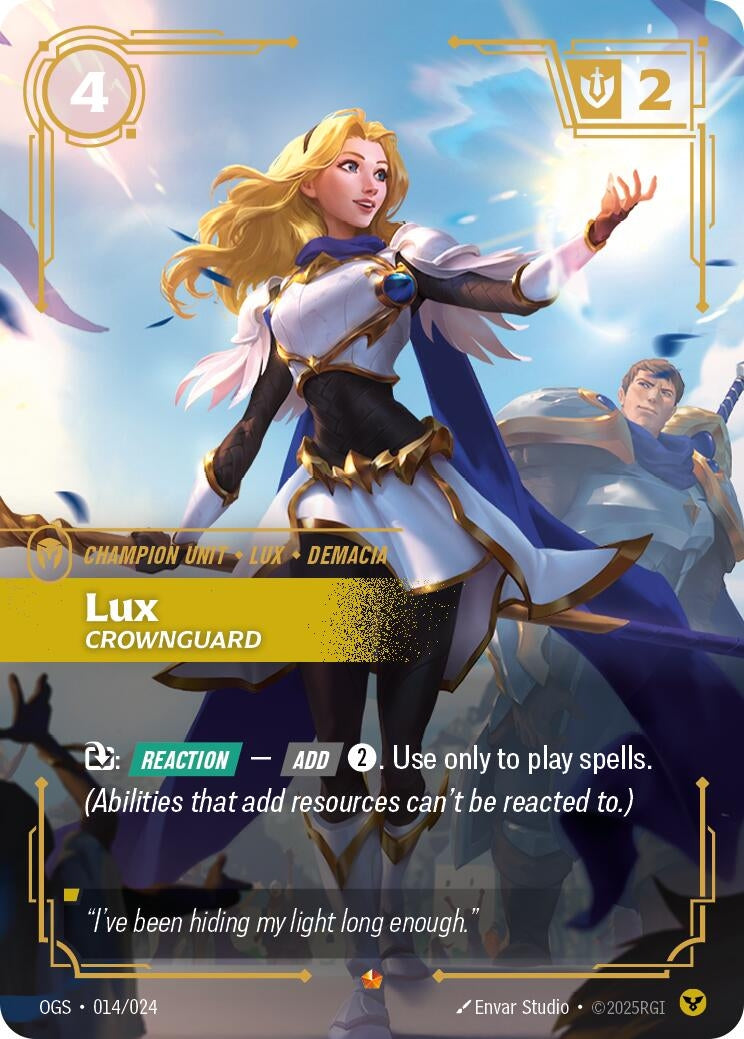 Image for Lux - Crownguard (014/024) (OGS) - Riftbound: League of Legends Trading Card Game
