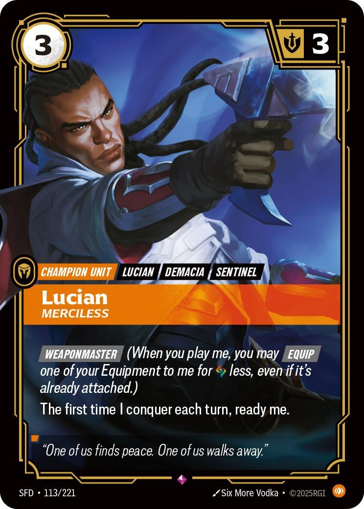 Image for Lucian - Merciless (113/221) (SFD) - Riftbound: League of Legends Trading Card Game