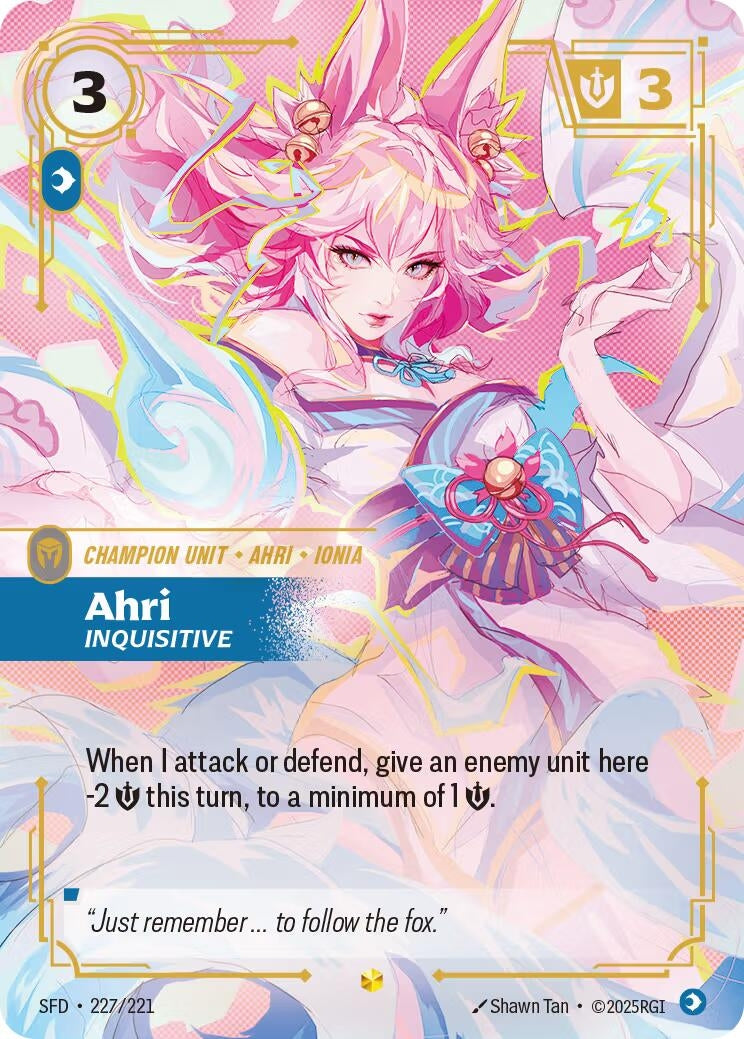 Image for Ahri - Inquisitive (Overnumbered) (227/221) (SFD) - Riftbound: League of Legends Trading Card Game