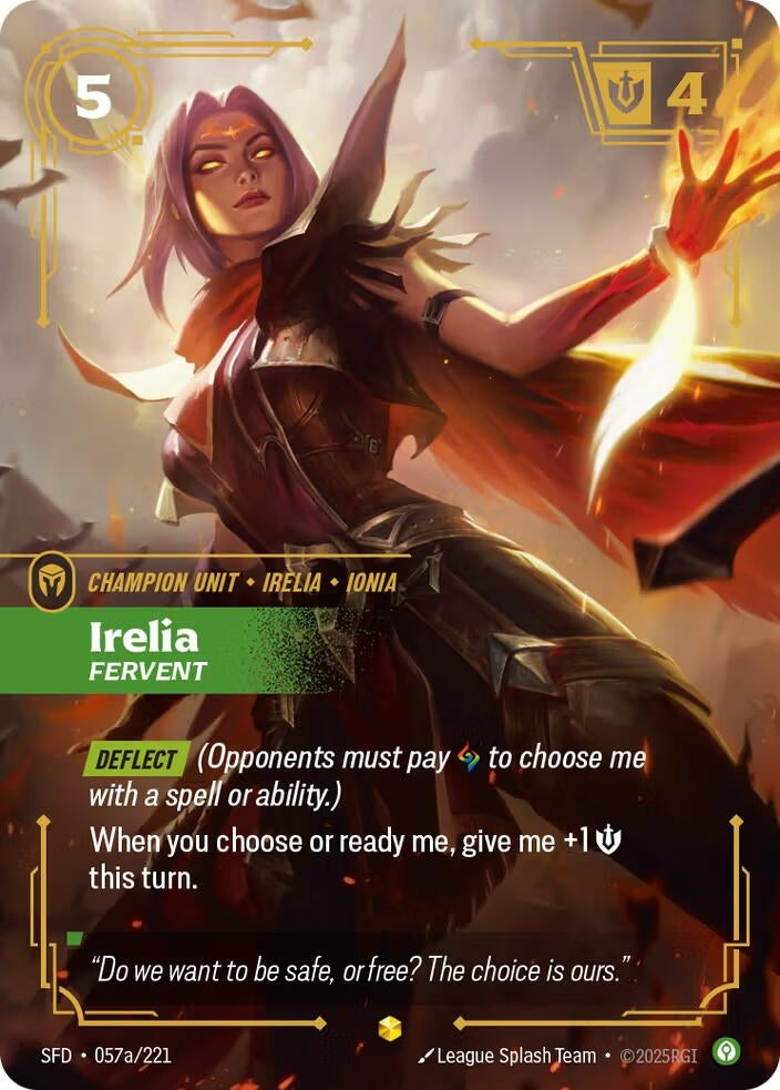 Image for Irelia - Fervent (Alternate Art) (057a/221) (SFD) - Riftbound: League of Legends Trading Card Game
