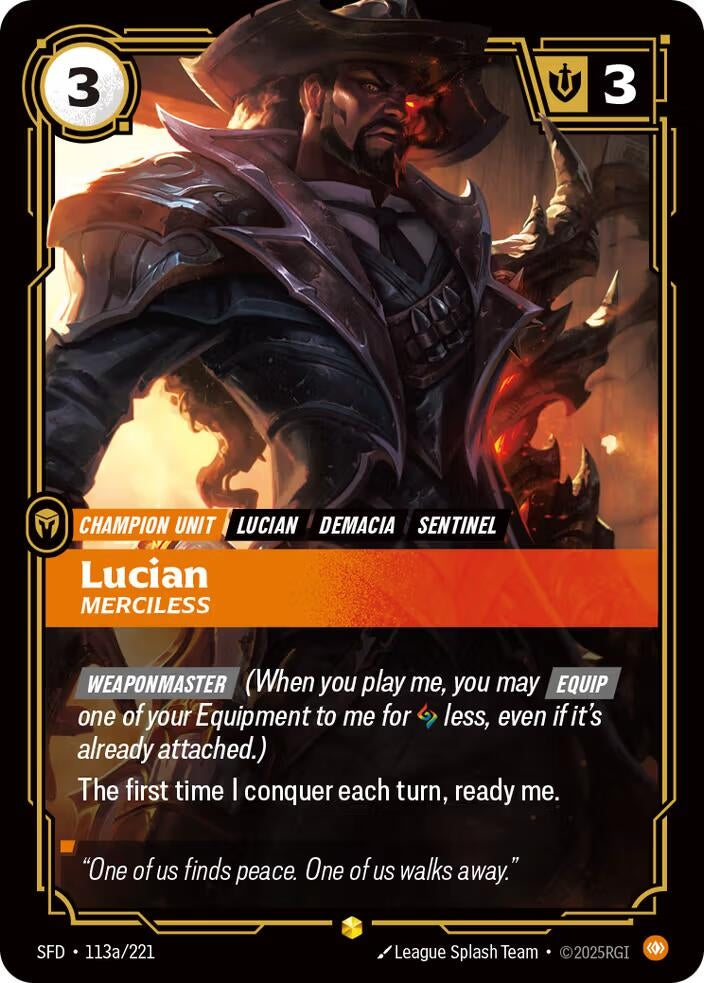 Image for Lucian - Merciless (Alternate Art) (113a/221) (SFD) - Riftbound: League of Legends Trading Card Game