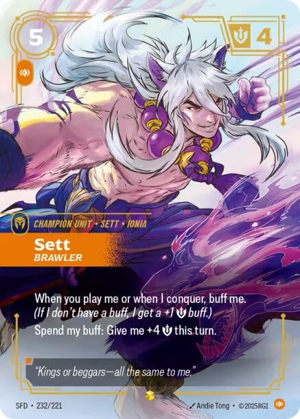 Image for Sett - Brawler (Overnumbered) (232/221) (SFD) - Riftbound: League of Legends Trading Card Game