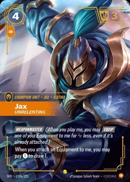 Image for Jax - Unrelenting (Alternate Art) (119a/221) (SFD) - Riftbound: League of Legends Trading Card Game