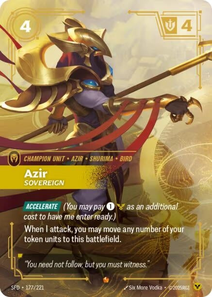 Image for Azir - Sovereign (177/221) (SFD) - Riftbound: League of Legends Trading Card Game