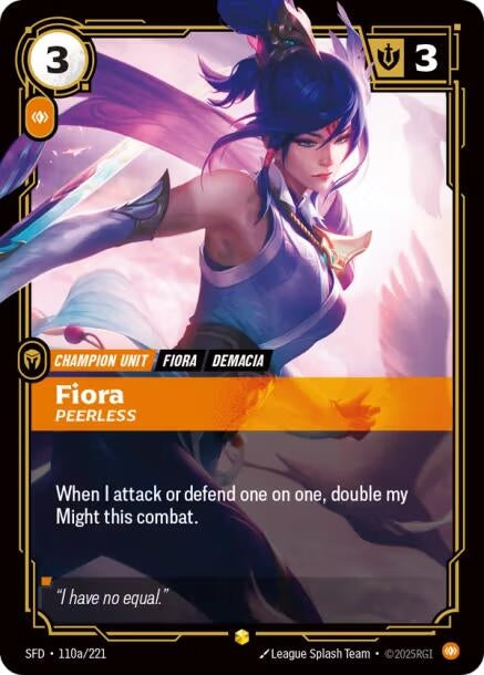 Image for Fiora - Peerless (Alternate Art) (110a/221) (SFD) - Riftbound: League of Legends Trading Card Game