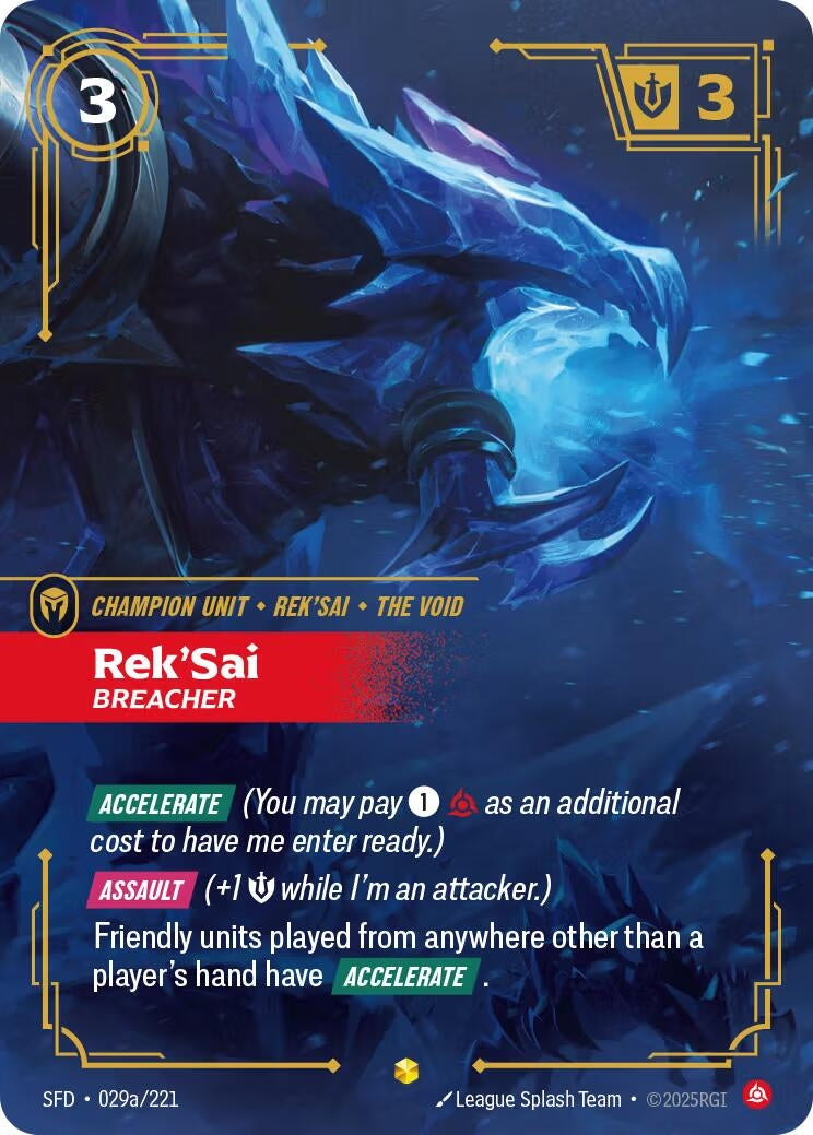 Image for Rek'Sai - Breacher (Alternate Art) (029a/221) (SFD) - Riftbound: League of Legends Trading Card Game