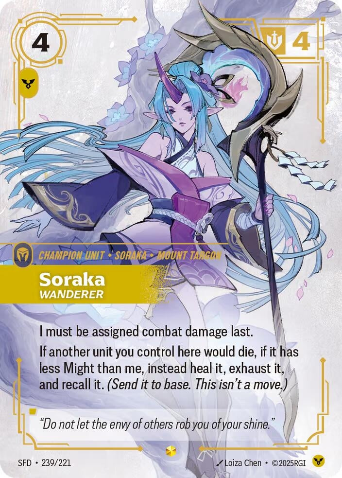 Image for Soraka - Wanderer (Overnumbered) (239/221) (SFD) - Riftbound: League of Legends Trading Card Game