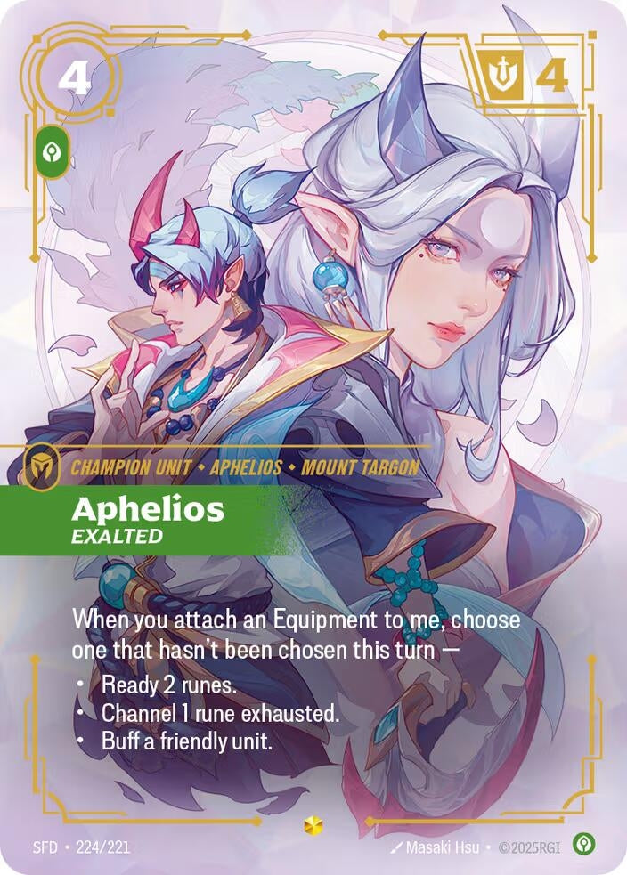 Image for Aphelios - Exalted (Overnumbered) (224/221) (SFD) - Riftbound: League of Legends Trading Card Game