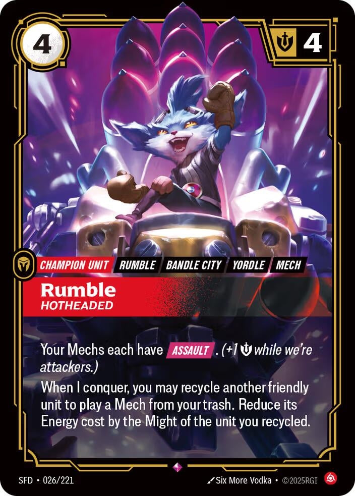 Image for Rumble - Hotheaded (026/221) (SFD) - Riftbound: League of Legends Trading Card Game