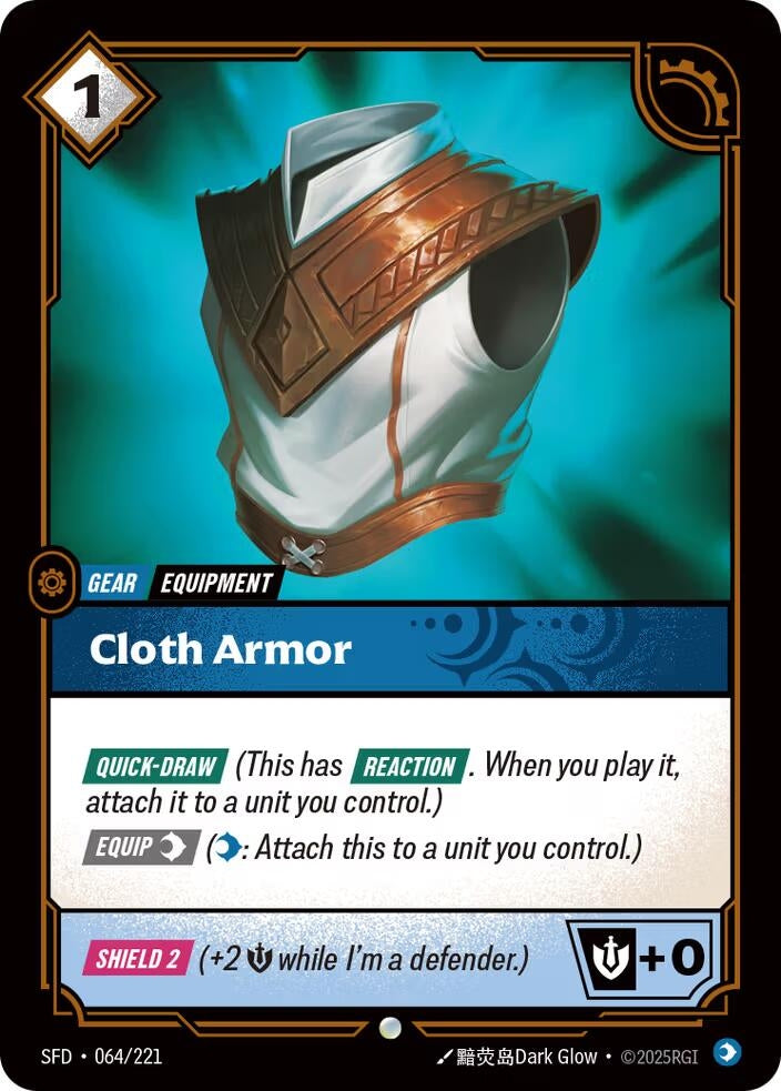 Image for Cloth Armor (064/221) (SFD) - Riftbound: League of Legends Trading Card Game