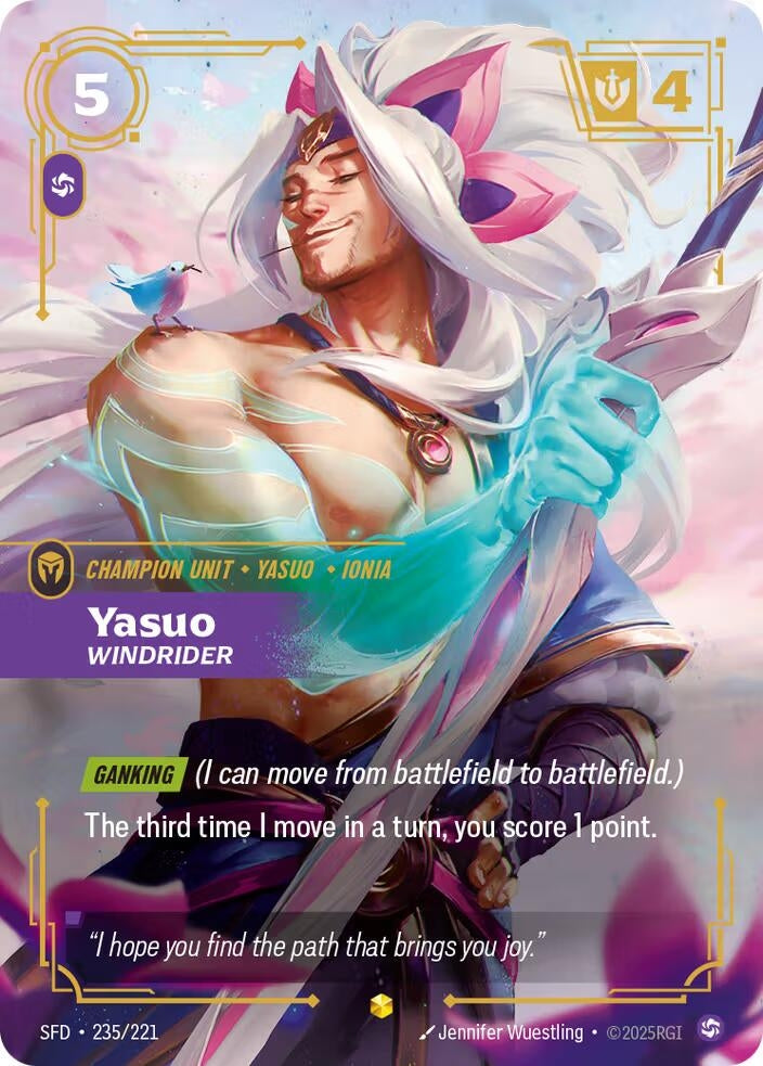 Image for Yasuo - Windrider (Overnumbered) (235/221) (SFD) - Riftbound: League of Legends Trading Card Game