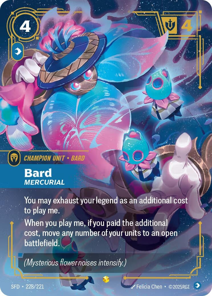 Image for Bard - Mercurial (Overnumbered) (228/221) (SFD) - Riftbound: League of Legends Trading Card Game