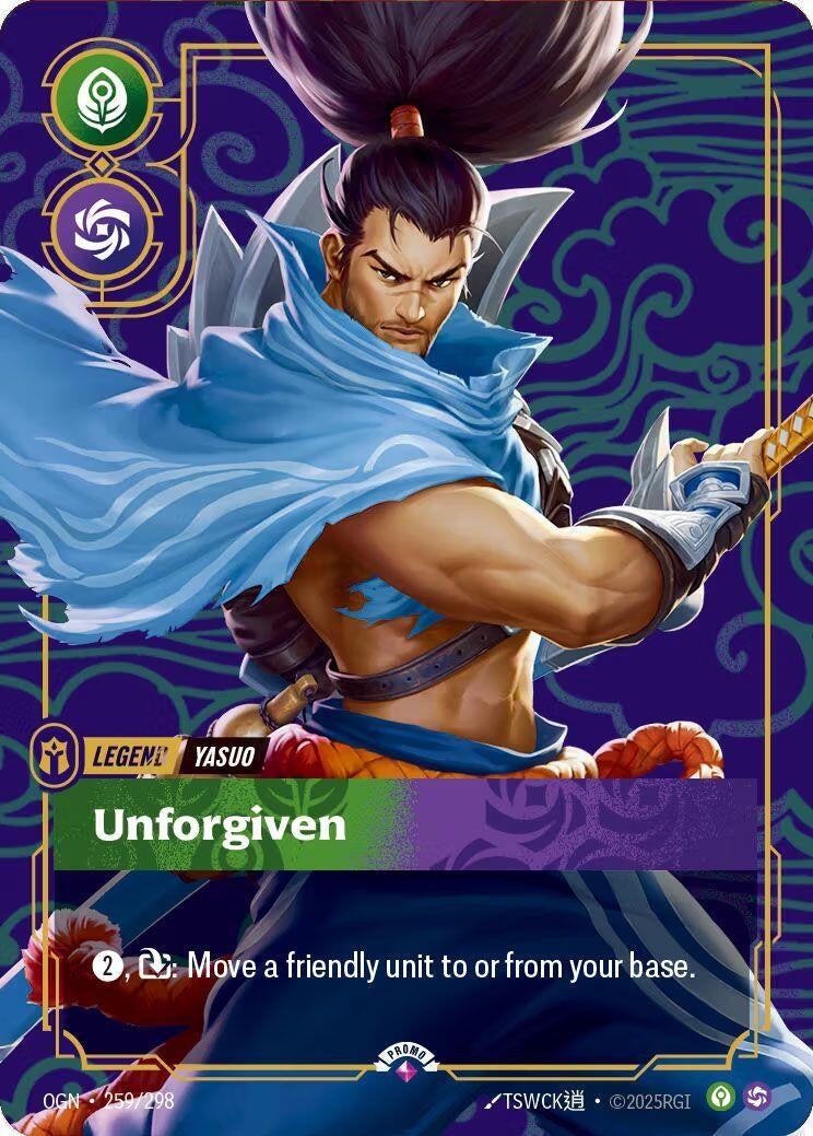 Image for Yasuo - Unforgiven (Metal) (259/298) (OPP) - Riftbound: League of Legends Trading Card Game