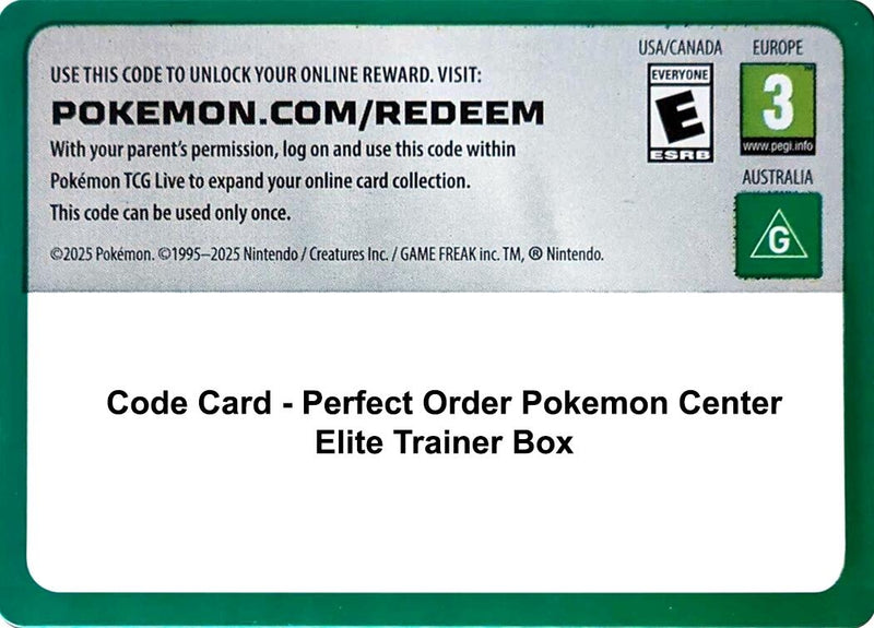 Image for Code Card - Perfect Order Pokemon Center Elite Trainer Box (POR) - Pokemon