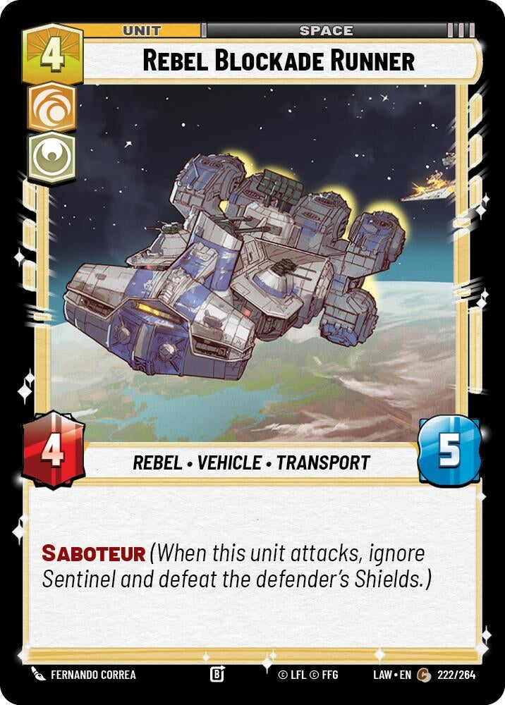 Image for Rebel Blockade Runner (222/264) (LAW) - Star Wars: Unlimited