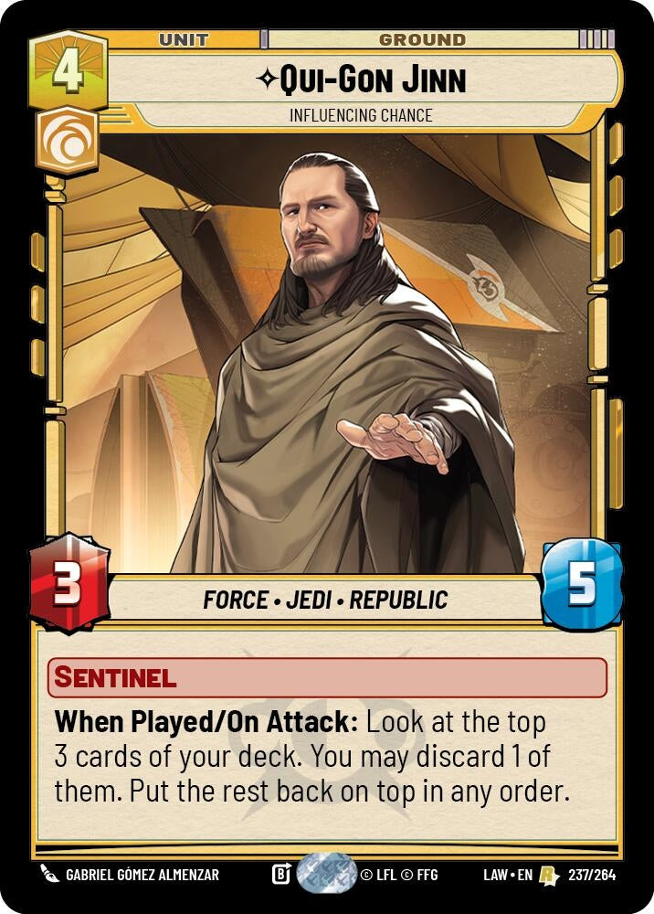 Image for Qui-Gon Jinn - Influencing Chance (237/264) (LAW) - Star Wars: Unlimited