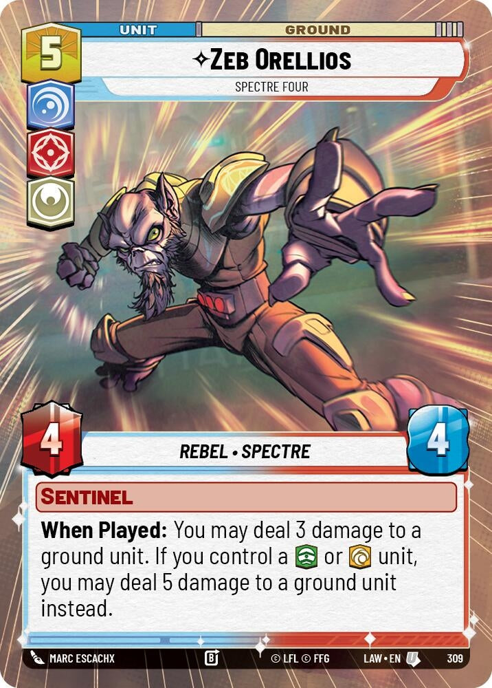 Image for Zeb Orellios - Spectre Four (Hyperspace) (309) (LAW) - Star Wars: Unlimited