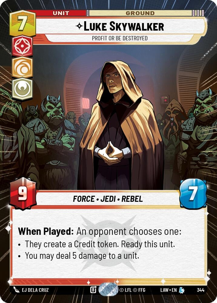 Image for Luke Skywalker - Profit or Be Destroyed (Hyperspace) (344) (LAW) - Star Wars: Unlimited