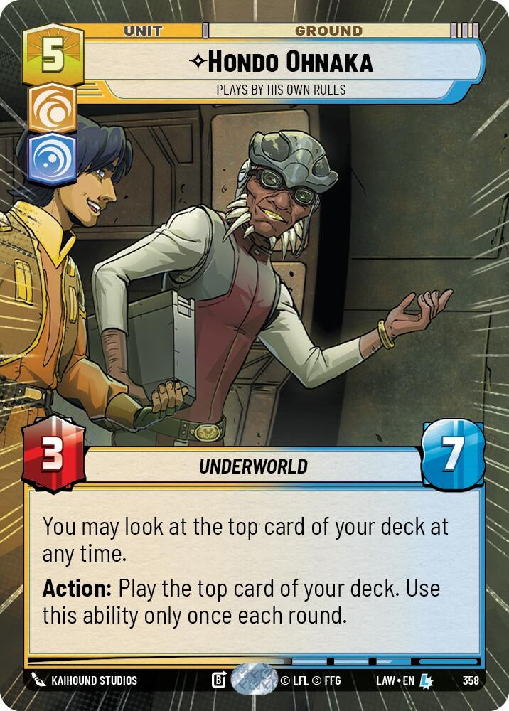 Image for Hondo Ohnaka - Plays By His Own Rules (Hyperspace) (358) (LAW) - Star Wars: Unlimited