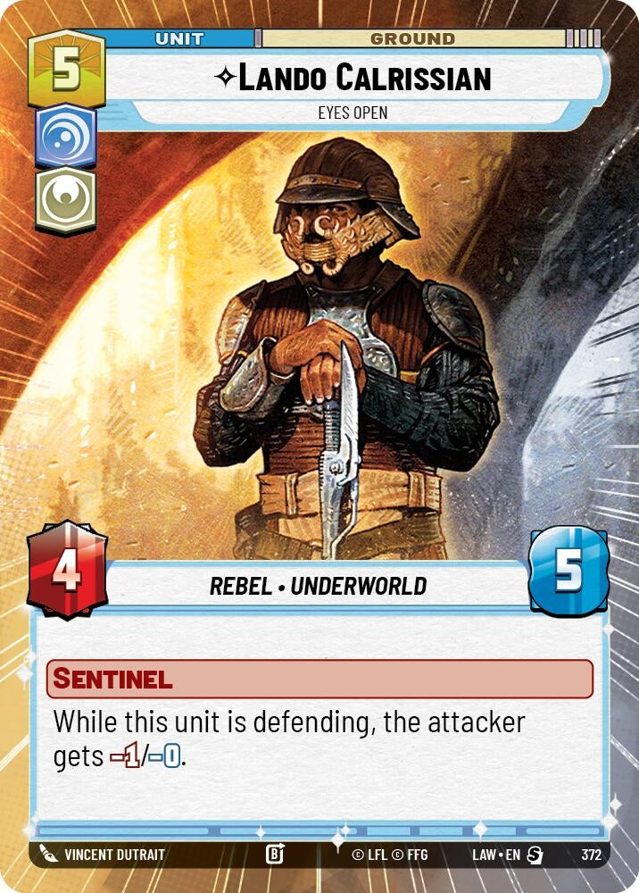 Image for Lando Calrissian - Eyes Open (Hyperspace) (372) (LAW) - Star Wars: Unlimited