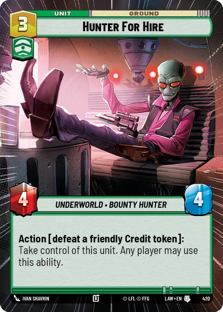 Image for Hunter for Hire (Hyperspace) (420) (LAW) - Star Wars: Unlimited