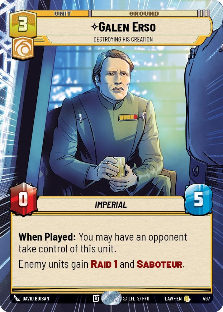 Image for Galen Erso - Destroying His Creation (Hyperspace) (497) (LAW) - Star Wars: Unlimited