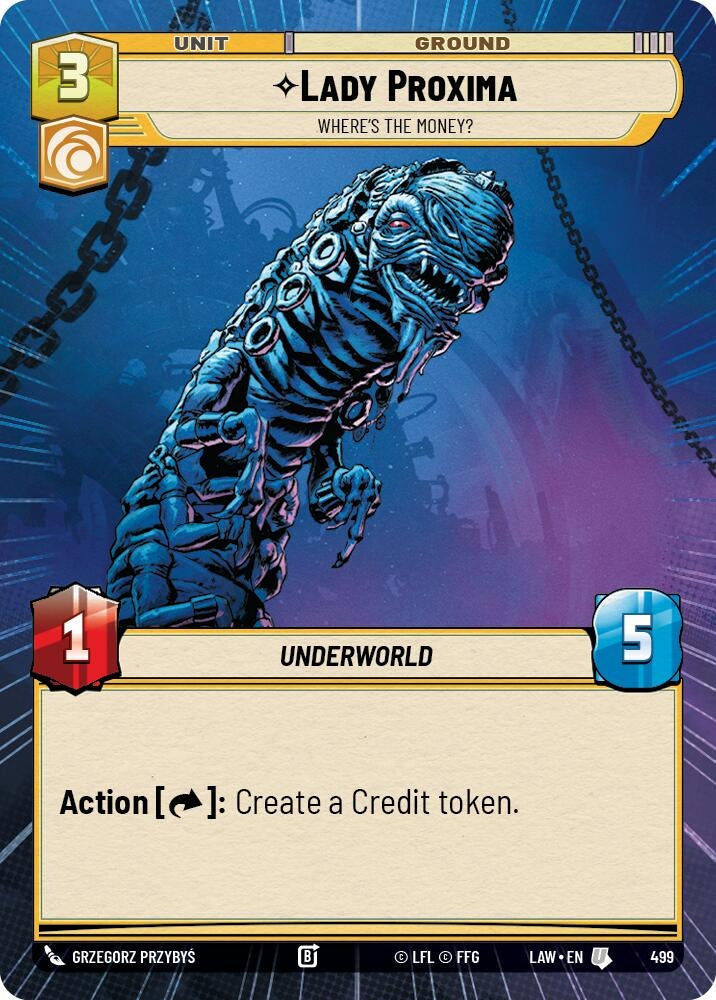 Image for Lady Proxima - Where's the Money? (Hyperspace) (499) (LAW) - Star Wars: Unlimited
