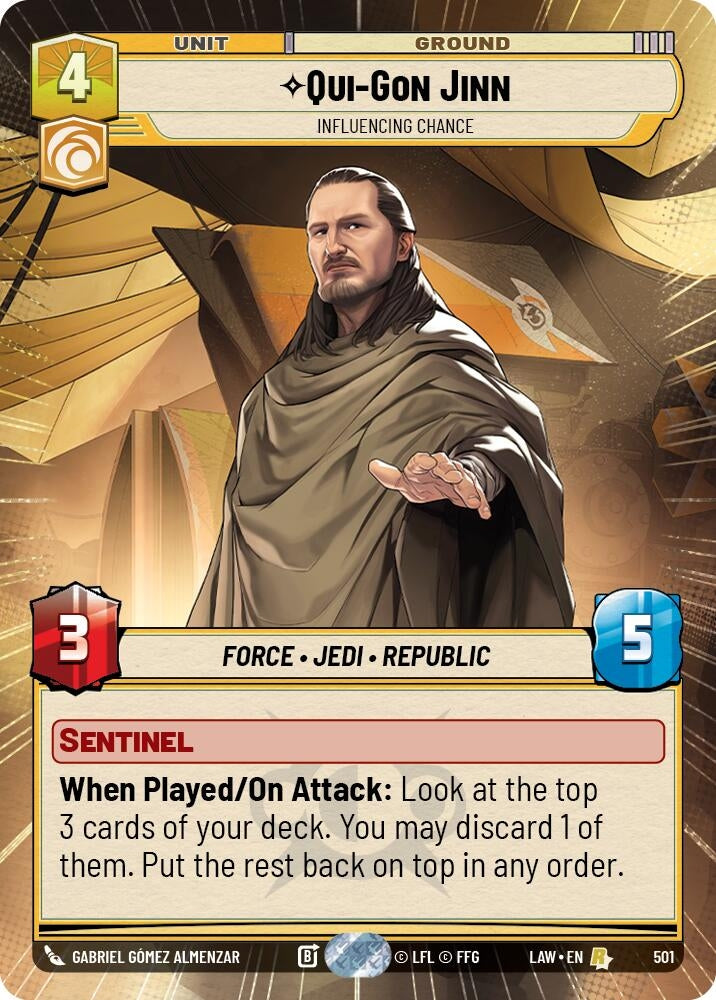 Image for Qui-Gon Jinn - Influencing Chance (Hyperspace) (501) (LAW) - Star Wars: Unlimited