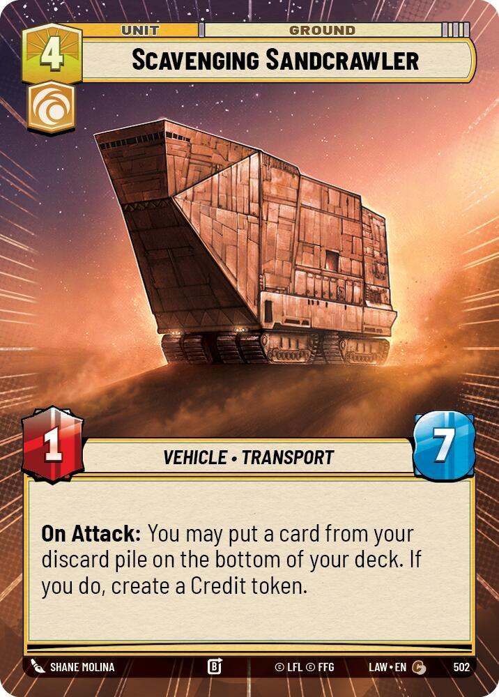 Image for Scavenging Sandcrawler (Hyperspace) (502) (LAW) - Star Wars: Unlimited