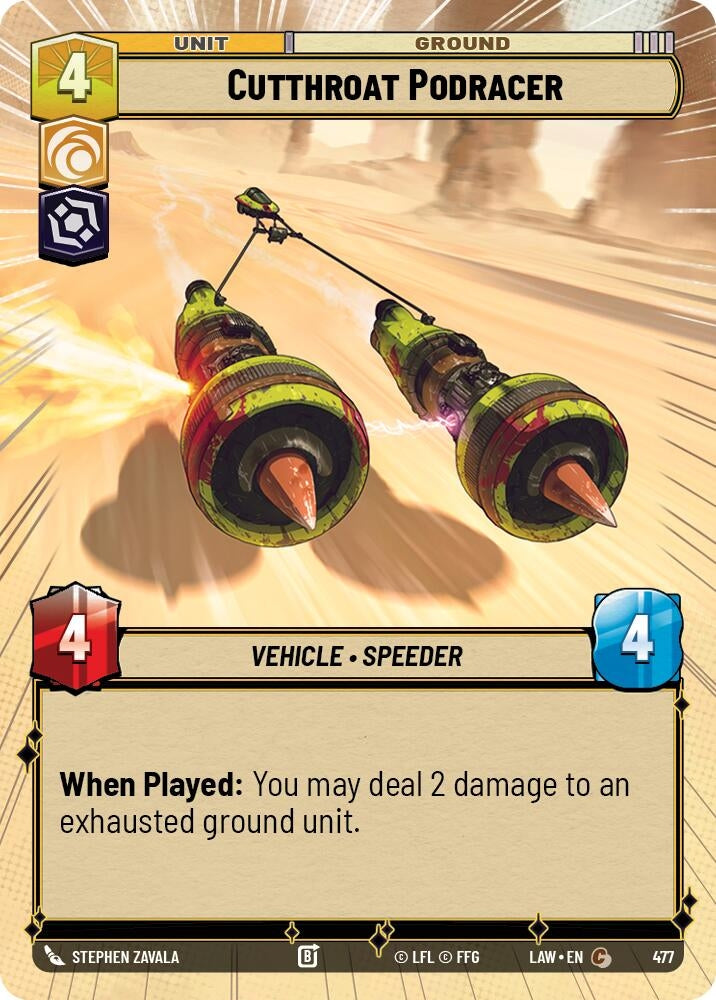 Image for Cutthroat Podracer (Hyperspace) (477) (LAW) - Star Wars: Unlimited