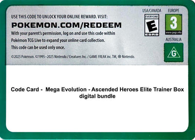 Code Card - Ascended Heroes Elite Trainer Box digital bundle (ASC)