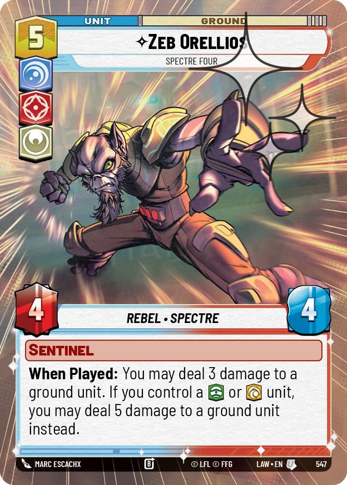 Image for Zeb Orellios - Spectre Four (Hyperspace Foil) (547) (LAW) - Star Wars: Unlimited