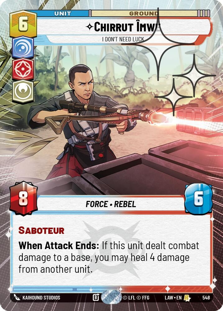 Image for Chirrut Imwe - I Don't Need Luck (Hyperspace Foil) (548) (LAW) - Star Wars: Unlimited