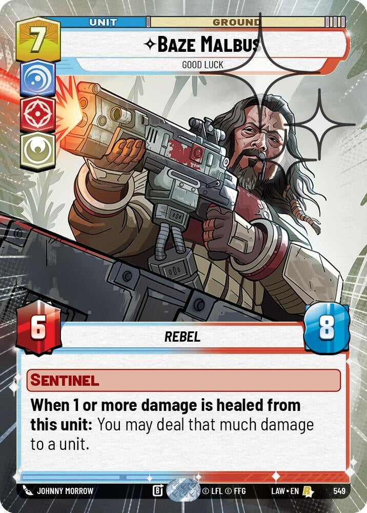 Image for Baze Malbus - Good Luck (Hyperspace Foil) (549) (LAW) - Star Wars: Unlimited