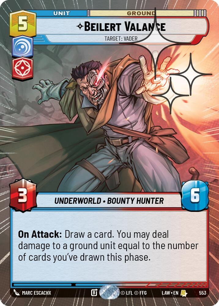 Image for Beilert Valance - Target: Vader (Hyperspace Foil) (553) (LAW) - Star Wars: Unlimited