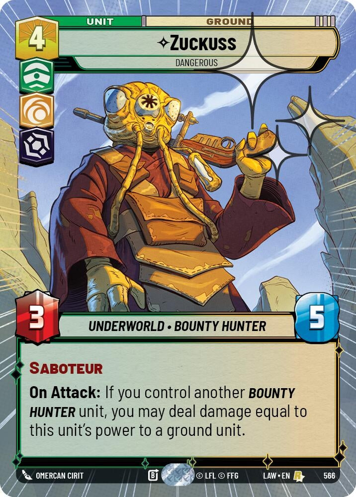 Image for Zuckuss - Dangerous (Hyperspace Foil) (566) (LAW) - Star Wars: Unlimited