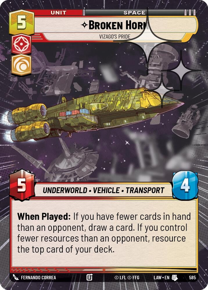 Image for Broken Horn - Vizago's Pride (Hyperspace Foil) (585) (LAW) - Star Wars: Unlimited