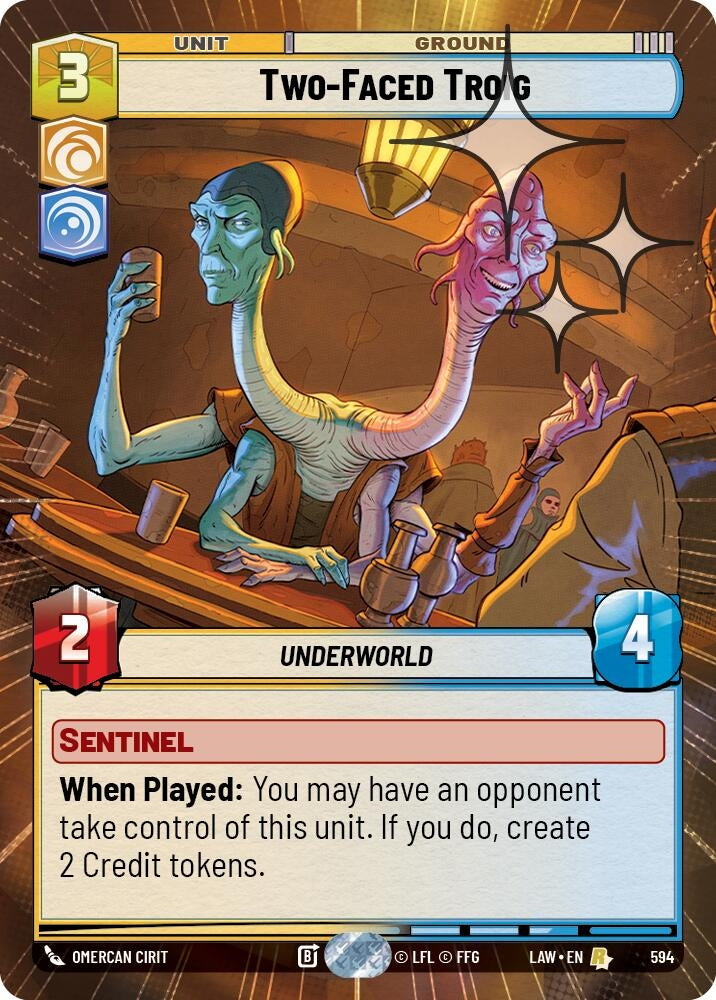 Image for Two-Faced Troig (Hyperspace Foil) (594) (LAW) - Star Wars: Unlimited