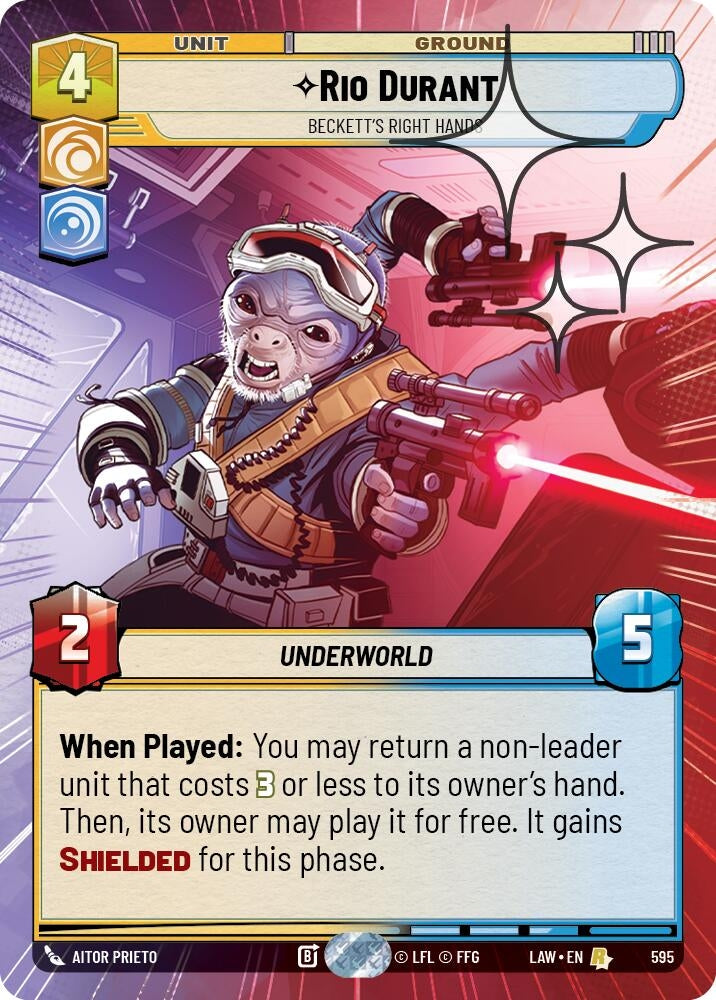 Image for Rio Durant - Beckett's Right Hands (Hyperspace Foil) (595) (LAW) - Star Wars: Unlimited
