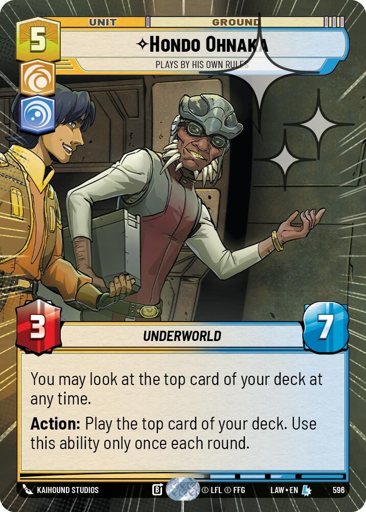 Image for Hondo Ohnaka - Plays By His Own Rules (Hyperspace Foil) (596) (LAW) - Star Wars: Unlimited