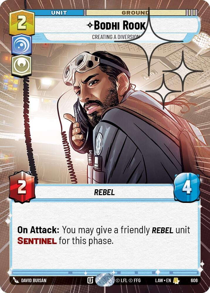 Image for Bodhi Rook - Creating a Diversion (Hyperspace Foil) (606) (LAW) - Star Wars: Unlimited
