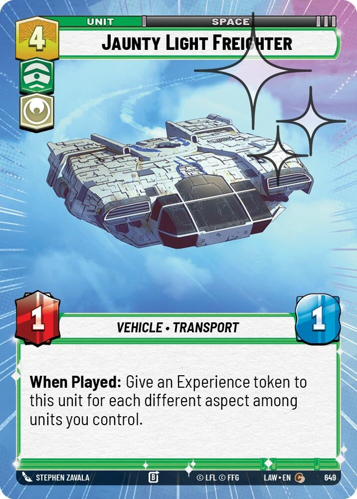 Image for Jaunty Light Frieghter (Hyperspace Foil) (649) (LAW) - Star Wars: Unlimited
