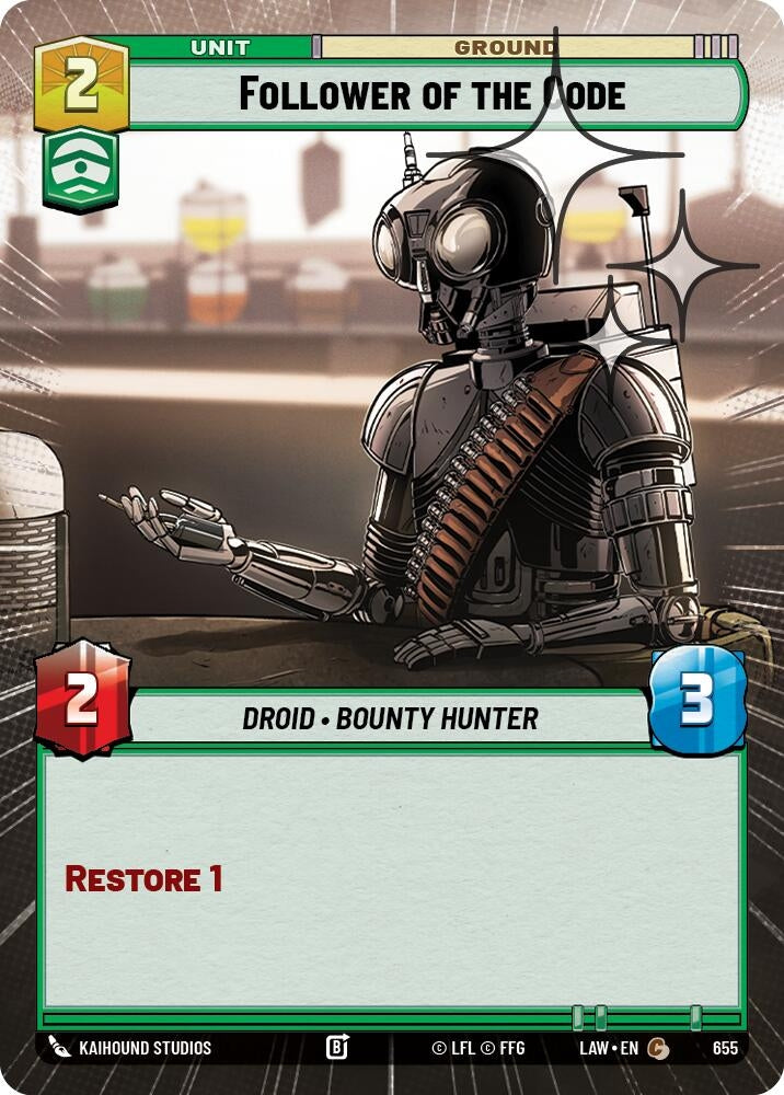 Image for Follower of the Code (Hyperspace Foil) (655) (LAW) - Star Wars: Unlimited