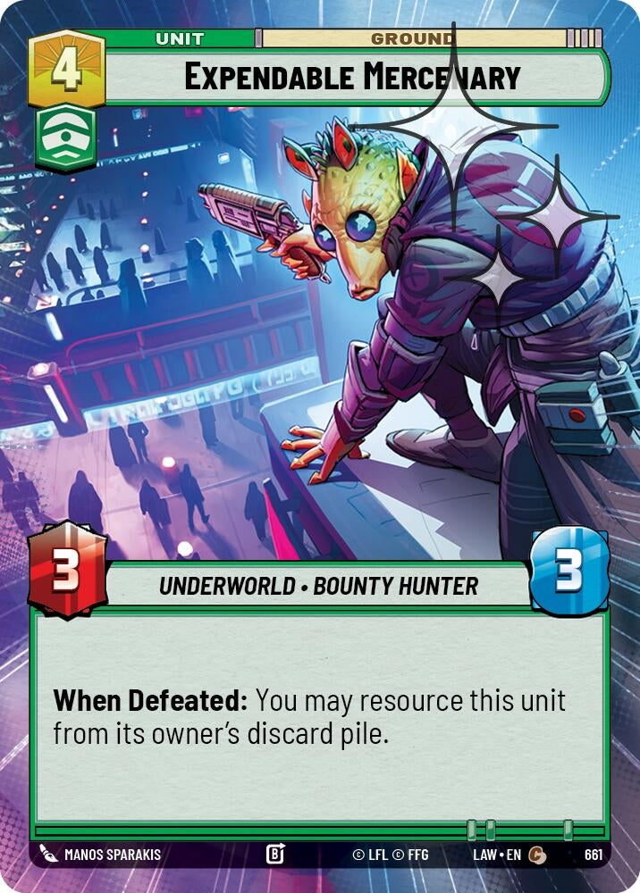 Image for Expendable Mercenary (Hyperspace Foil) (661) (LAW) - Star Wars: Unlimited