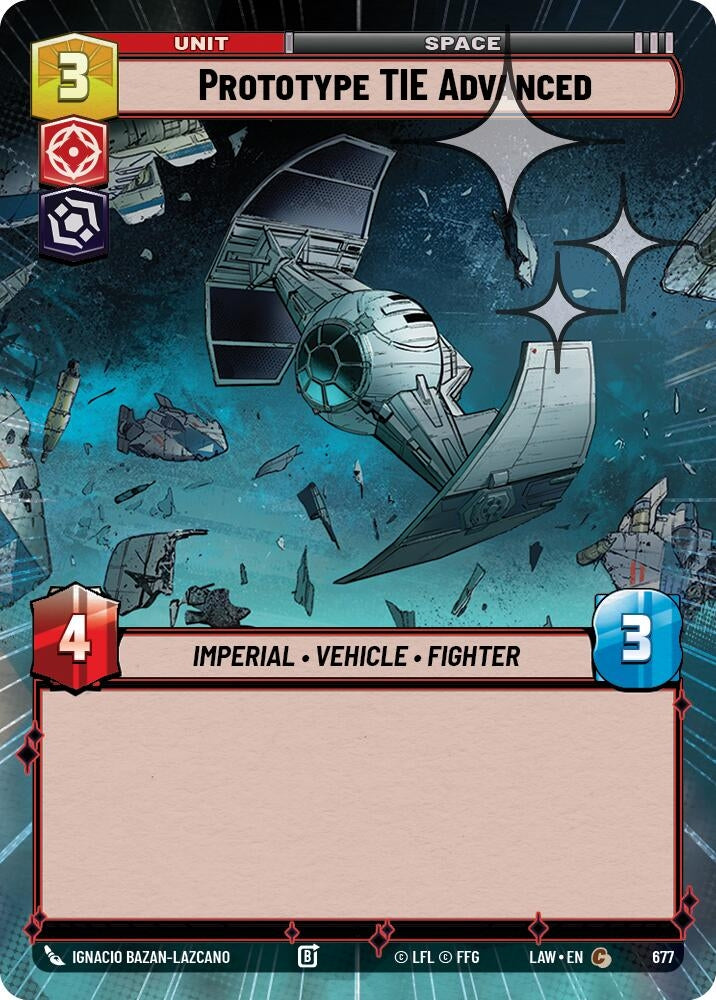 Image for Prototype TIE Advanced (Hyperspace Foil) (677) (LAW) - Star Wars: Unlimited