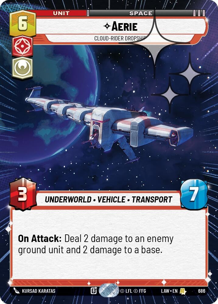 Image for Aerie - Cloud-Rider Dropship (Hyperspace Foil) (686) (LAW) - Star Wars: Unlimited
