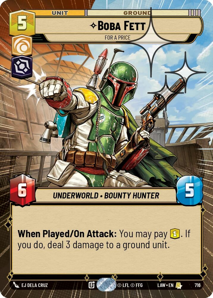 Image for Boba Fett - For a Price (Hyperspace Foil) (716) (LAW) - Star Wars: Unlimited