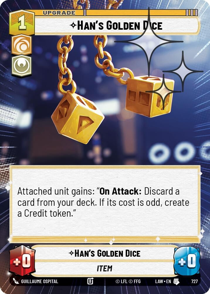 Image for Han's Golden Dice (Hyperspace Foil) (727) (LAW) - Star Wars: Unlimited