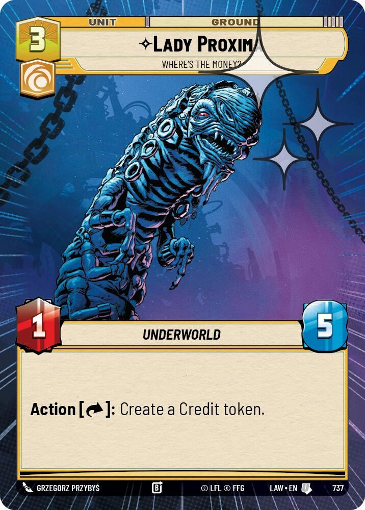 Image for Lady Proxima - Where's the Money? (Hyperspace Foil) (737) (LAW) - Star Wars: Unlimited