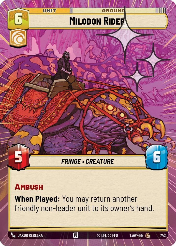 Image for Milodon Rider (Hyperspace Foil) (742) (LAW) - Star Wars: Unlimited